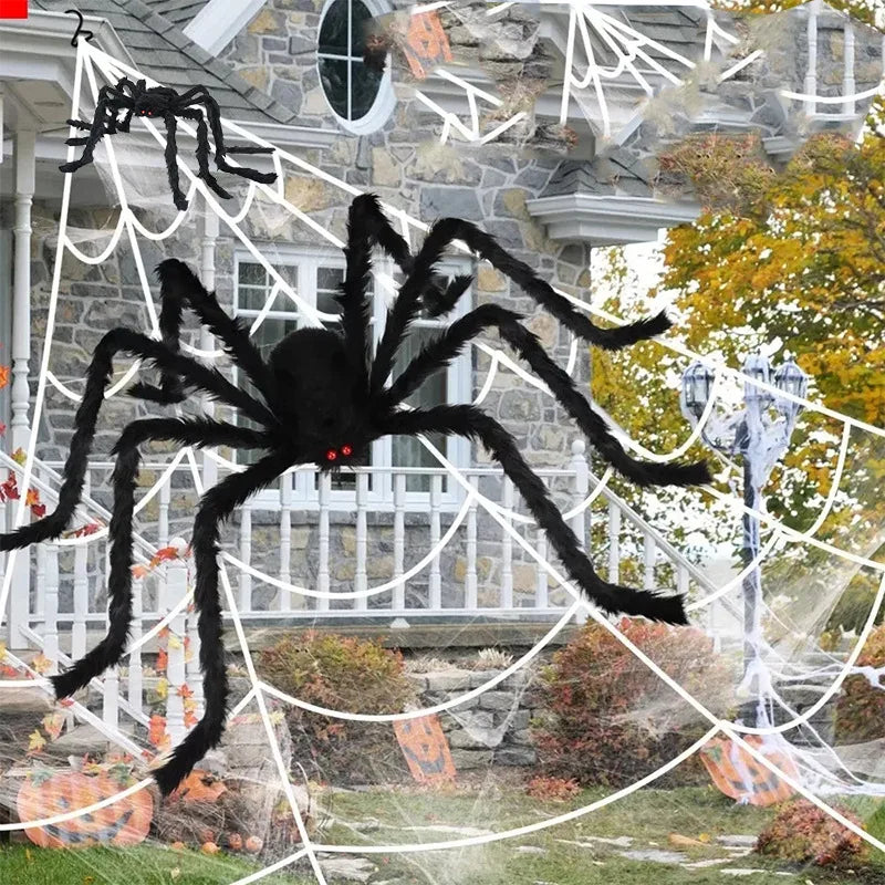 Lifelike Black Spider & Cobweb Halloween Decoration Set Halloween Decoration Set Babs