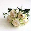 Silk Artificial Peony Rose Bouquet for Wedding & Home Décor Artificial Flower Bouquet Babs Milky White 2 pcs