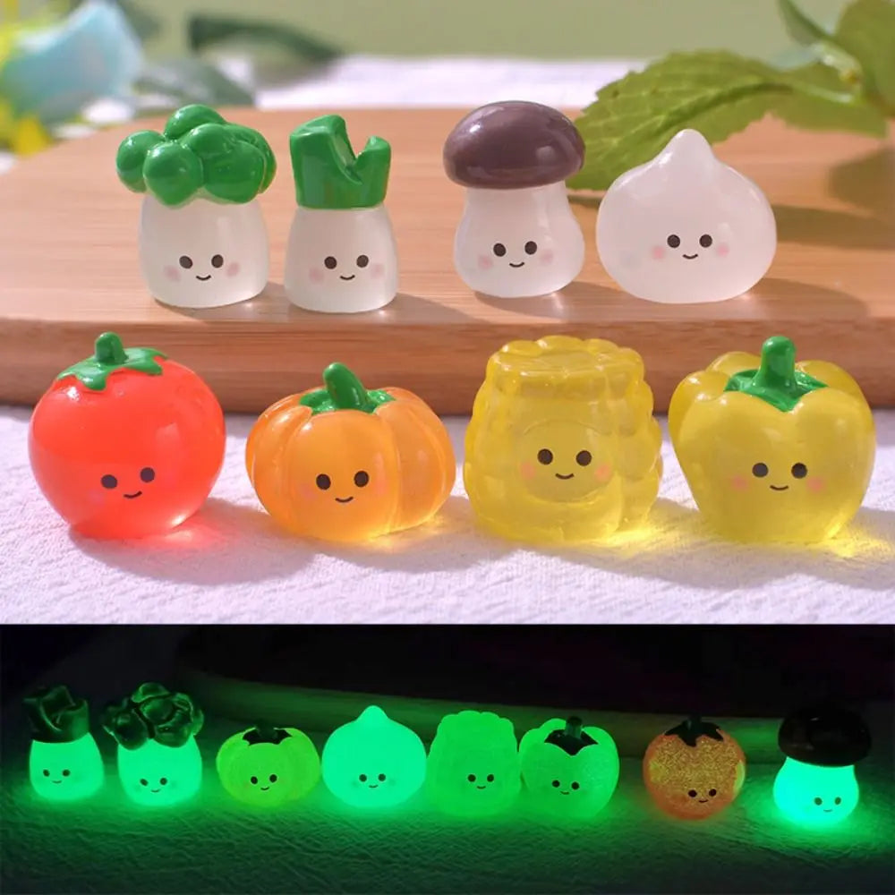 Luminous Mini Vegetable Figurines – Resin DIY Miniature Decor Miniature Figurines Babs