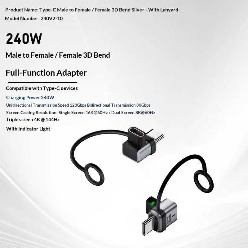 USB4 Right-Angle USB-C Adapter 240W PD 120Gbps 16K Display USB-C Adapter Babs A18