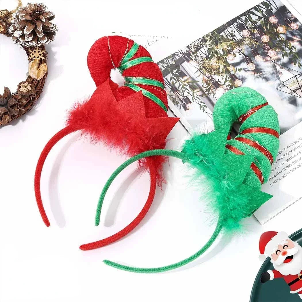 10-Pack LED Elf Hat Headbands – Light-Up Christmas Party Headwear LED Party Headband Babs