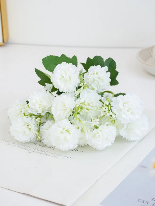 Artificial Silk Carnation Bouquet – Wedding & Home Décor Artificial Flower Bouquet Babs WHITE 1pc