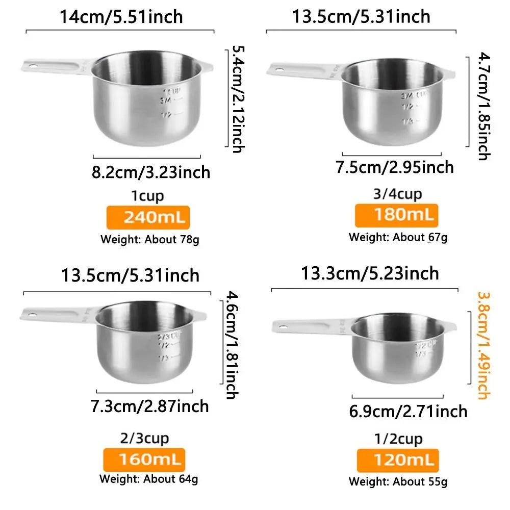 304 Stainless Steel Measuring Cups & Spoons Set – 7/15/16 Pcs Measuring Cups Set Babs