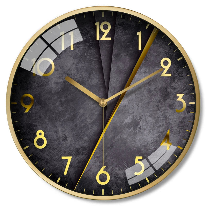 Black Metal Wall Clock 12" Silent Quartz – Nordic Modern Decor Wall Clock Babs Style 1 12 inch