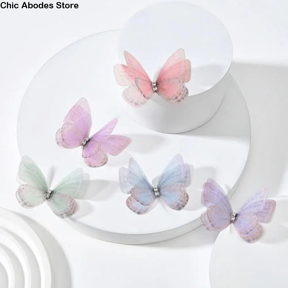 20PCS 3D Rhinestone Gauze Butterfly Appliques – DIY Mesh Patches Fabric Applique Patches Babs mix color