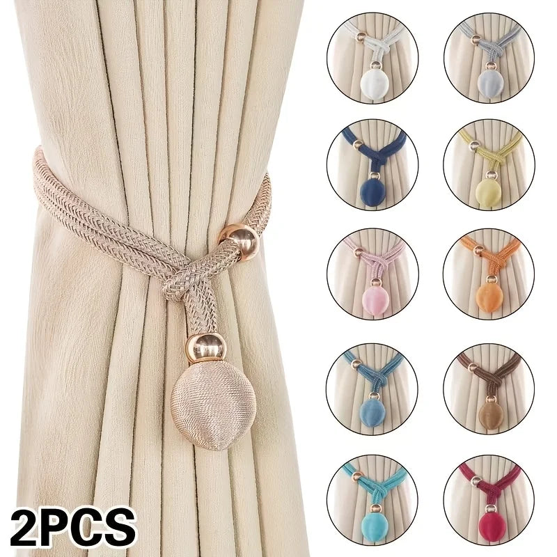 2-Pack French Round Curtain Tie Backs – Adjustable, No Drilling Curtain Tie Backs Babs
