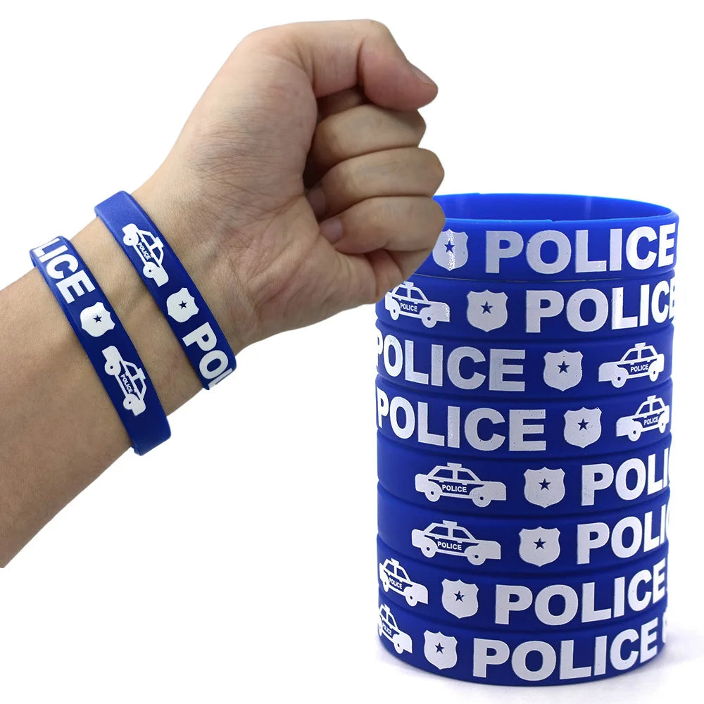 Police Party Silicone Wristbands | 5-50 Pack Favor Bracelets Party Favor Wristbands Babs