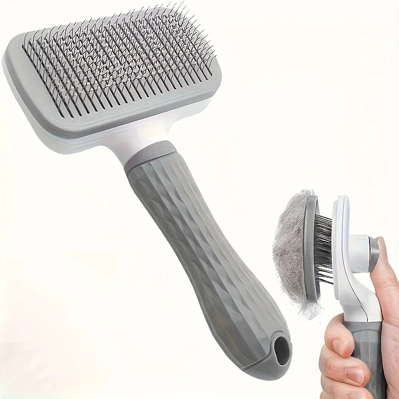 Pet Brush Easy-Clean Button | Detangling Dog Massage Comb Dog Grooming Brush Babs