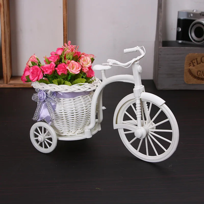Tricycle Flower Basket – Blue Bike Decoration for Weddings & Home Decorative Flower Basket Babs