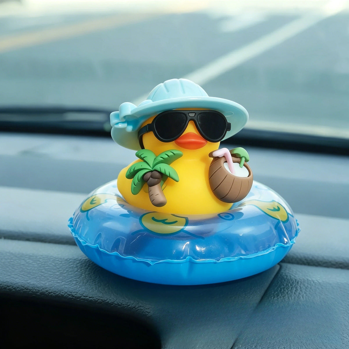 Tropical Rubber Duck Car Ornament – Beach Duck Dashboard Decor Car Dashboard Ornament Babs