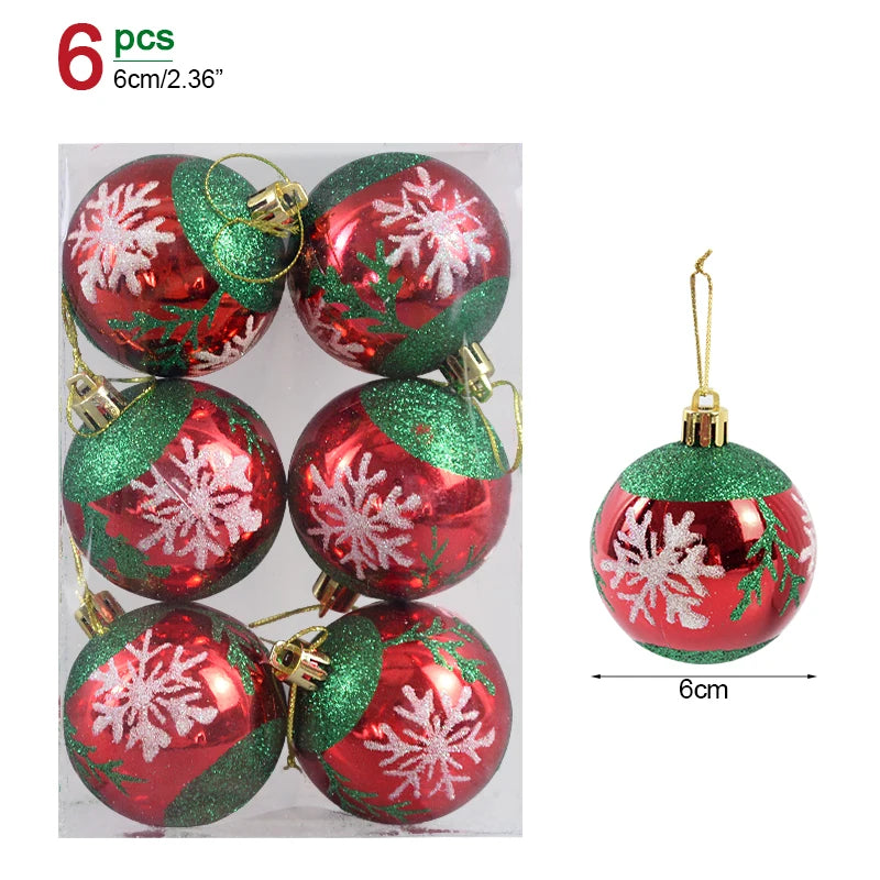 6-Pack Clear Snow Christmas Ball Ornaments 6cm – Tree Baubles Christmas Tree Ornaments Babs Style16 as picture