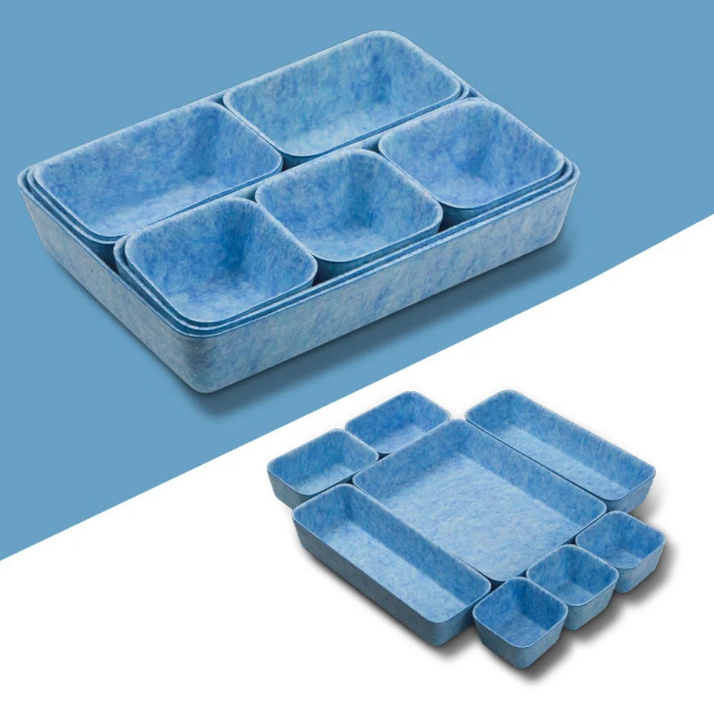 8-Piece Felt Storage Box Organizer – Jewelry & Makeup Felt Storage Organizer Babs Blue