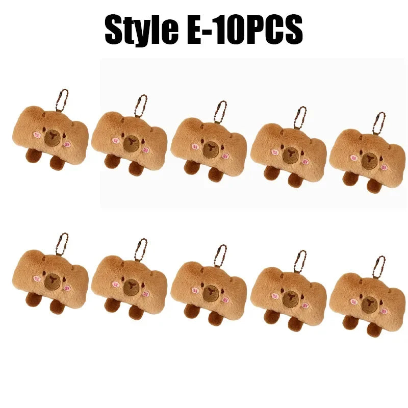 Cartoon Capybara Plush Keychain – Stuffed Croissant Pendant