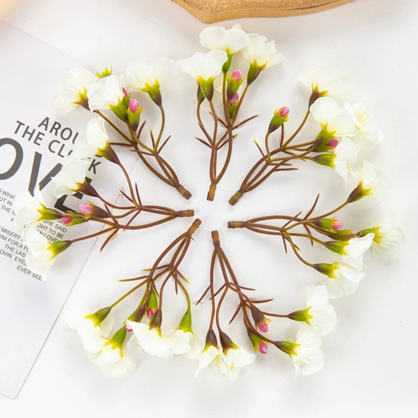10Pcs Silk Rose Artificial Flowers – Wedding & Home Decor Artificial Silk Flowers Babs Milky White 10pcs