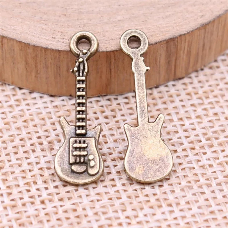 50pcs Antique Silver Guitar Charms Pendants – DIY Jewelry Making Jewelry Making Charms Babs