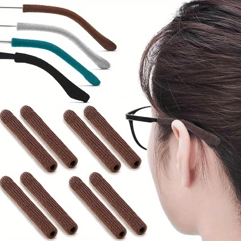 4 Pairs Soft Knit Glasses Ear Grip Covers – Anti-Slip Temple Tips Eyeglass Temple Covers Babs D-4pcs