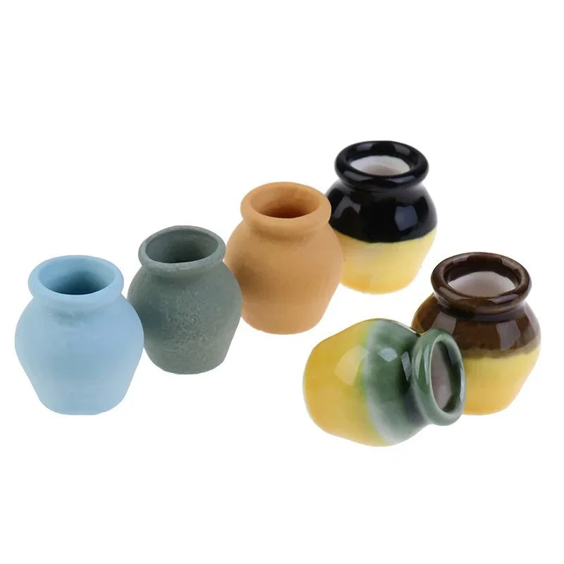 6-Piece 1:12 Dollhouse Miniature Porcelain Flower Vases Dollhouse Miniature Babs
