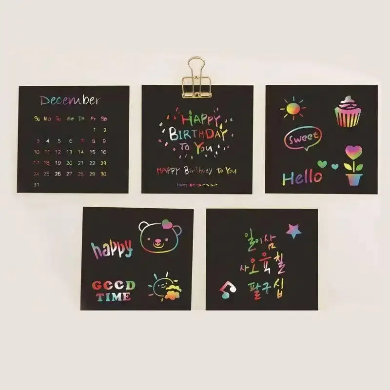 100-Sheet Rainbow Scratch Paper Art Kit for Kids – DIY Notes Kids Scratch Art Kit Babs
