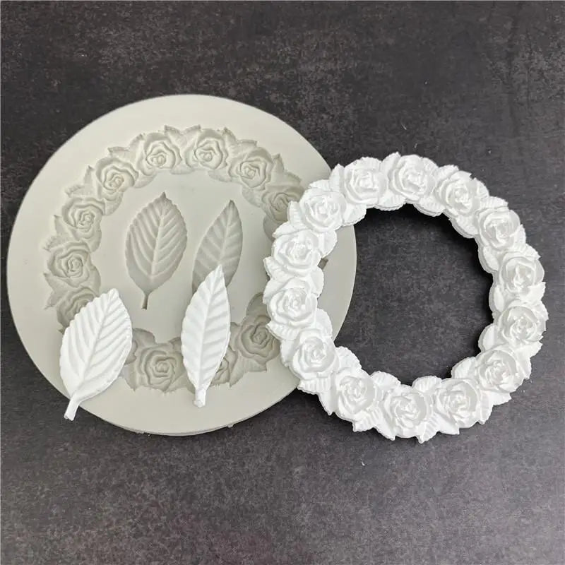 Rose Leaf Border Silicone Mold for DIY Resin Mirror Frames Resin Craft Mold Babs