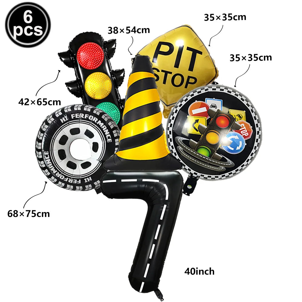 6-Piece Race Car Balloon Kit – Racing Birthday Party Decor Party Balloon Kit Babs B Number 7 As picture show