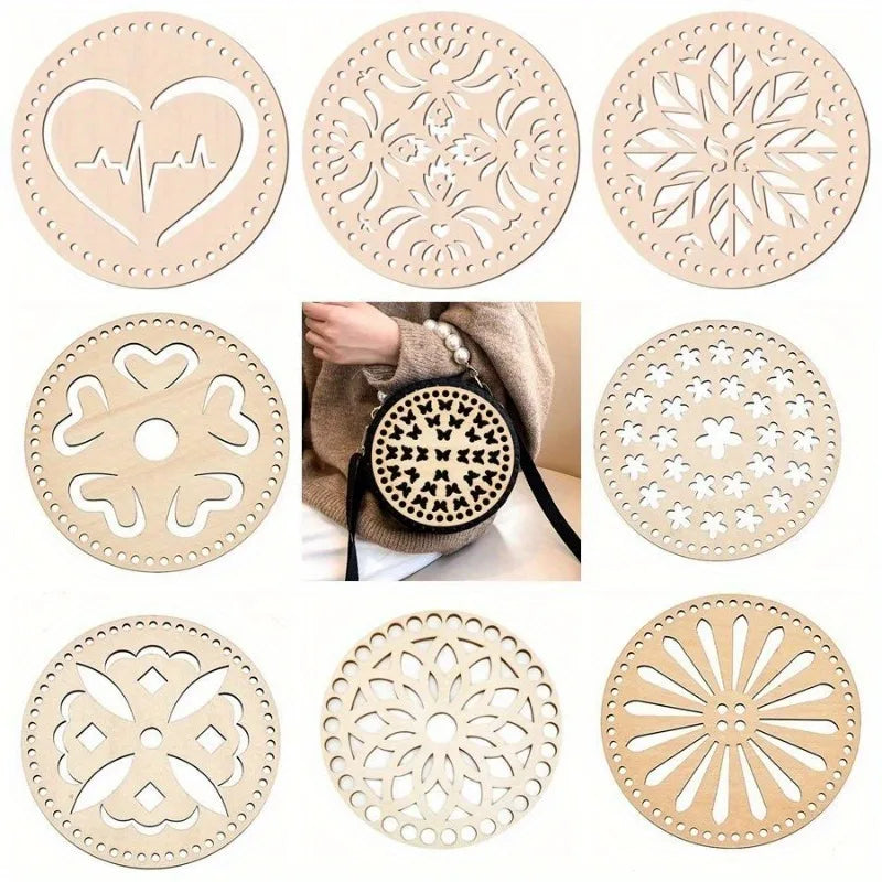 2pcs Natural Wood Crochet Basket Bottom Circle – 14cm DIY Base Crochet Craft Base Babs