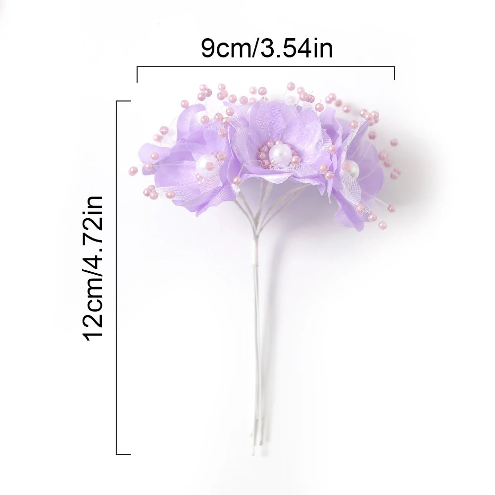 6Pcs Artificial Chiffon Rose Bouquet for Wedding & Home Decor Artificial Flower Bouquet Babs