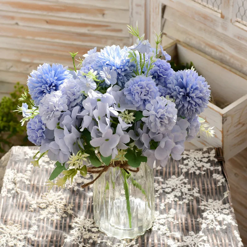 Artificial 7-Head Carnation Hydrangea Chrysanthemum Bouquet Artificial Flower Bouquet Babs