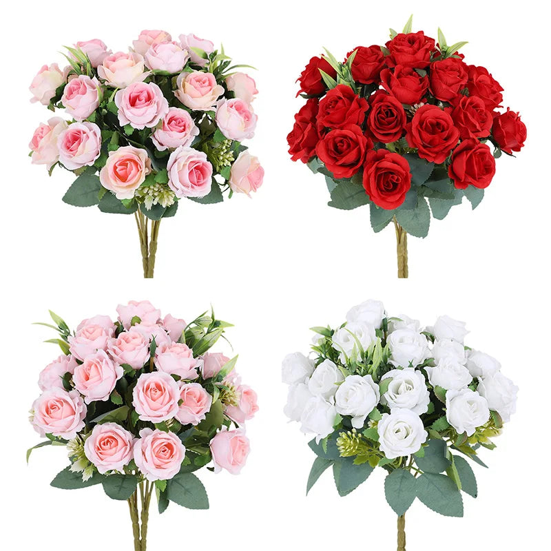 Silk Rose Artificial Flower Bouquet – Wedding & Home Decor Artificial Flower Bouquet Babs