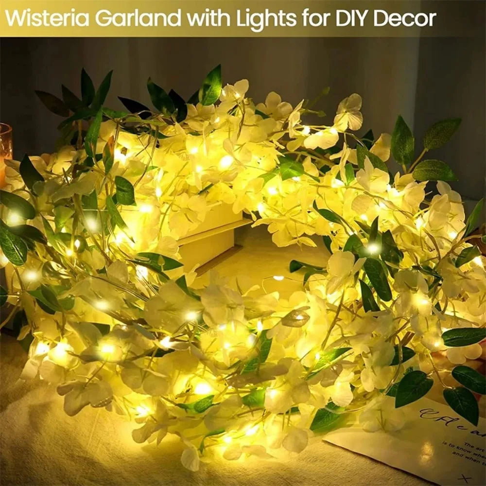 Silk Wisteria Hanging Vine Garland 110cm – 5/10Pcs Wedding Decor Artificial Flower Garland Babs