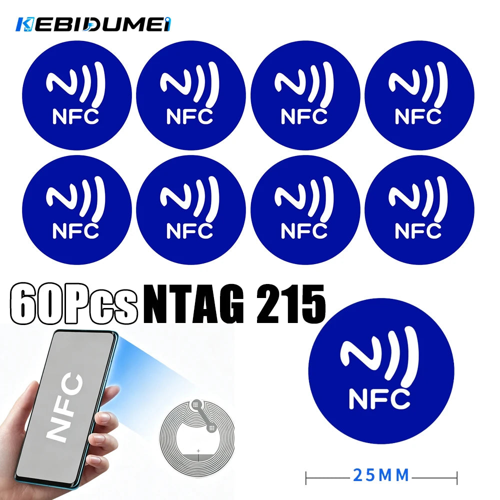 60pcs NTAG215 NFC Adhesive Sticker Tags – WiFi & Automation NFC Sticker Tags Babs