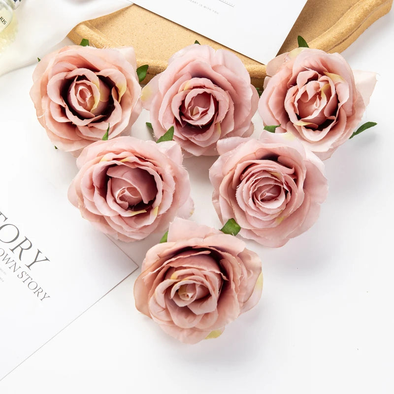 Artificial Silk Rose Flower Heads – Wedding & Home Décor Artificial Flower Heads Babs Brown 50pcs