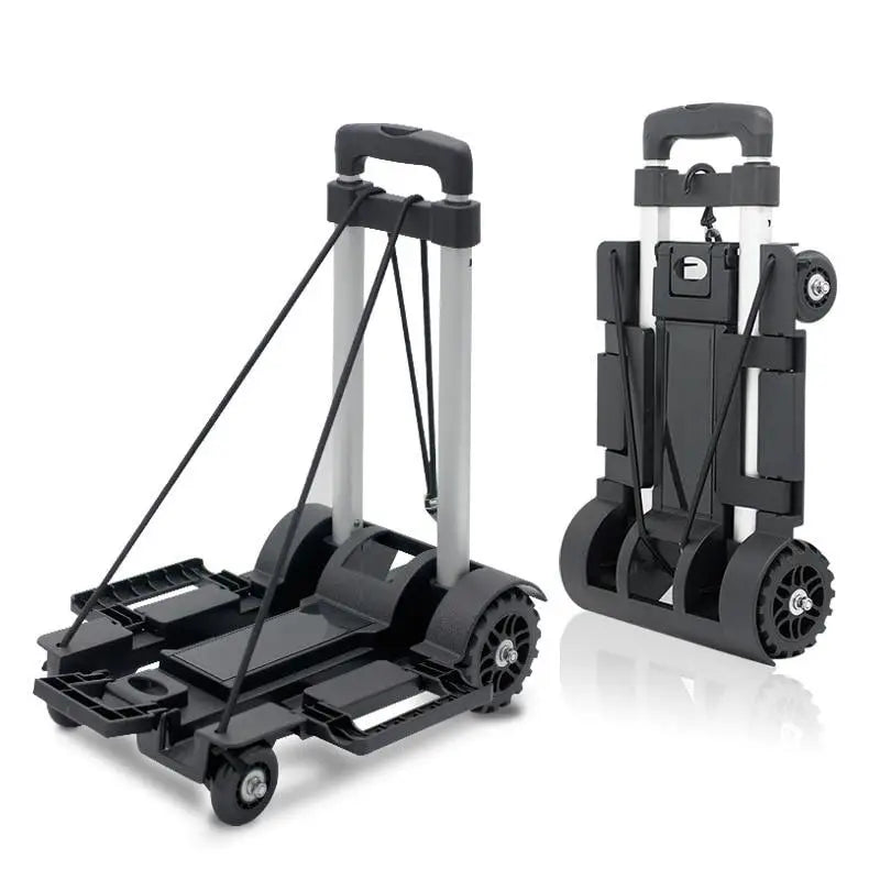 Foldable Flatbed Trolley Cart – 4-Wheel Stainless Steel & ABS Folding Trolley Cart Babs