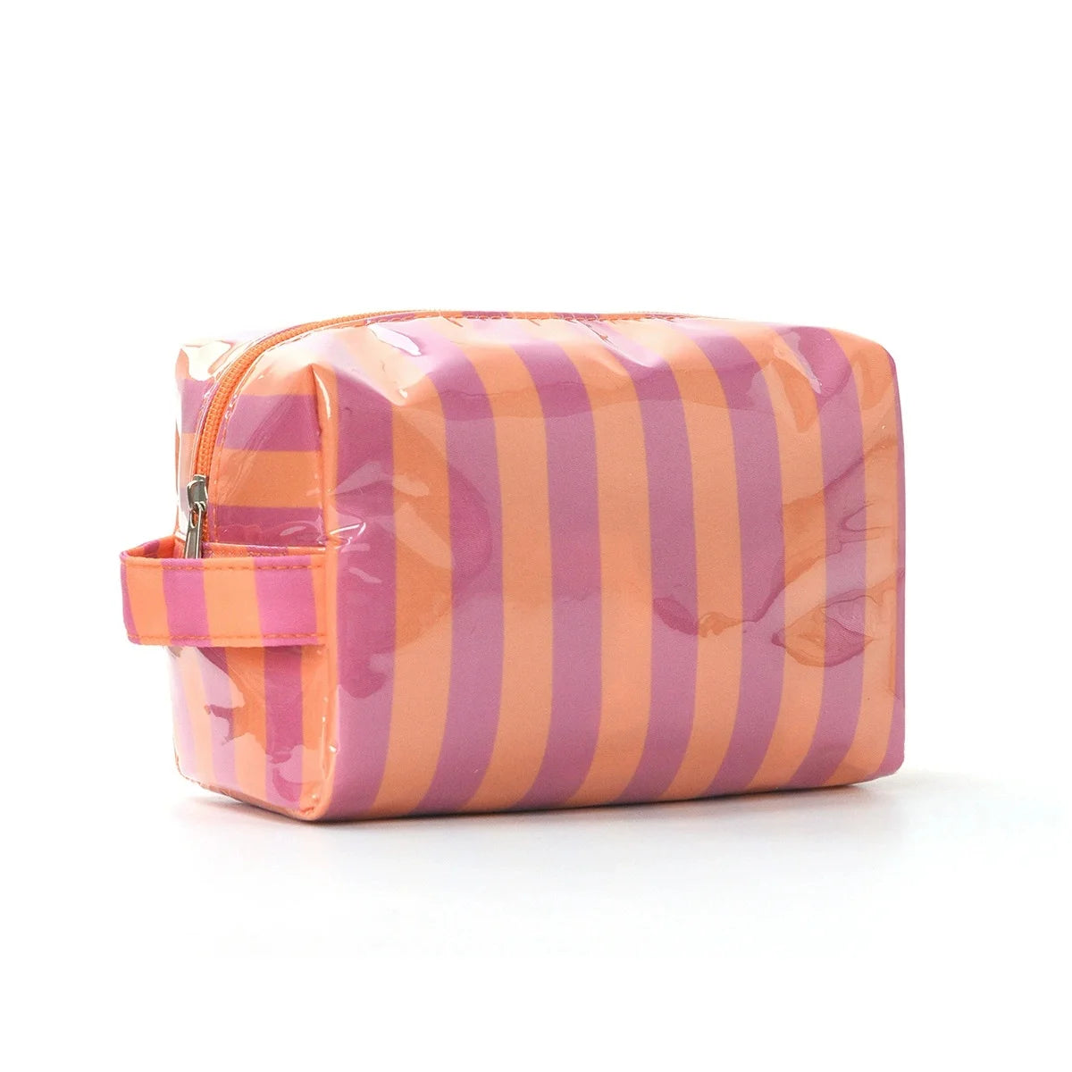 Striped Women's Travel Toiletry & Makeup Organizer Bag Travel Cosmetic Bag Babs Orange-pink