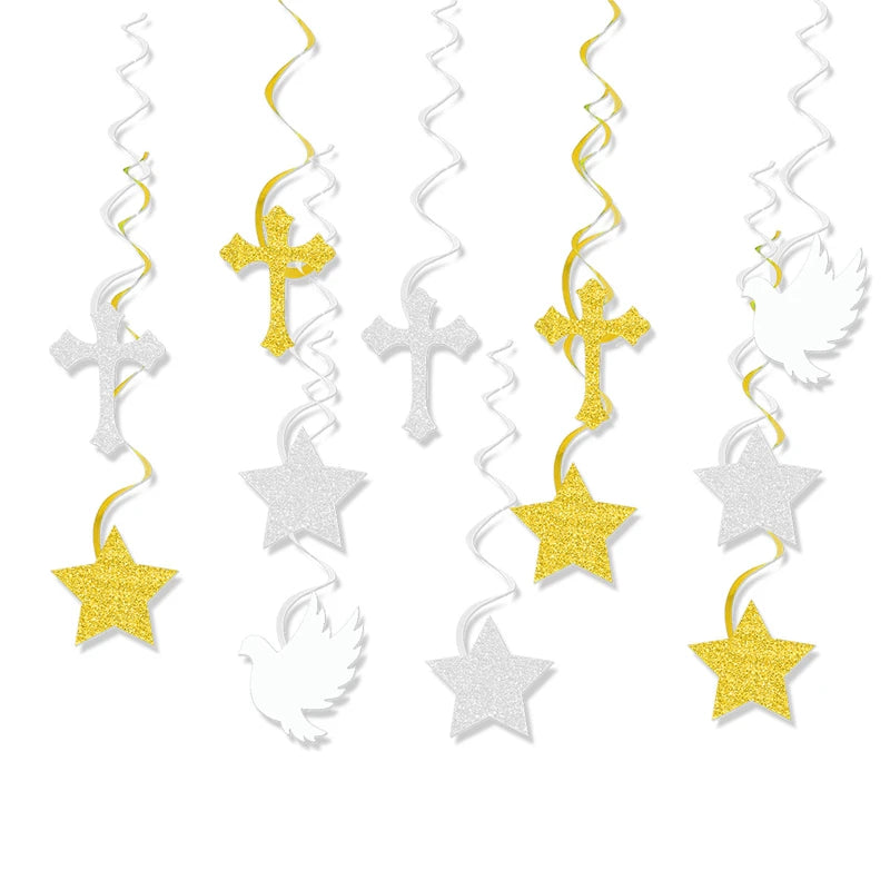 First Communion Baptism Hanging Swirls Party Decorations 6/12Pcs Party Hanging Decorations Babs