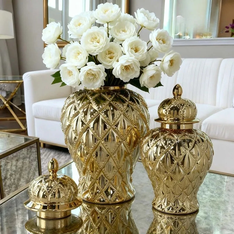 Electroplated Ceramic Vase – Luxury Ikebana Flower Decor Decorative Ceramic Vase Babs