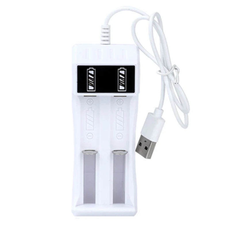 2-Slot USB Li-ion Battery Charger for 14500 & 18650 Li-ion Battery Charger Babs WHITE