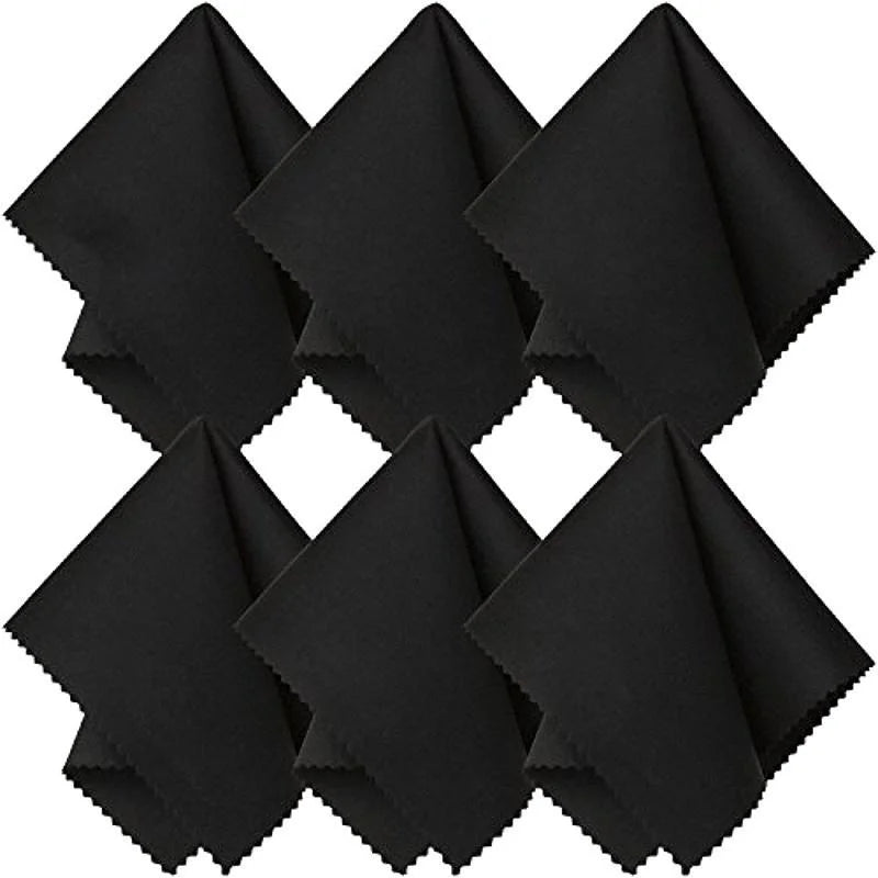 6-Pack Microfiber Lens Cleaning Cloths for Glasses & Screens Lens Cleaning Cloths Babs Black-