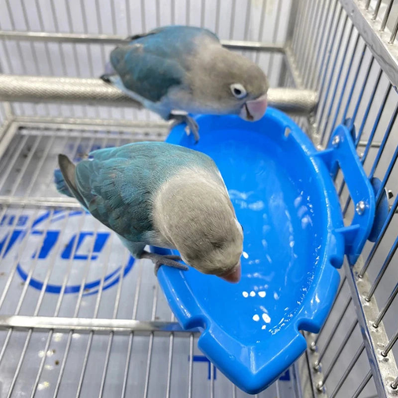 Parrot Bird Bath & Food Tray – Blue Cage Bathtub Accessory Bird Bath Tray Babs