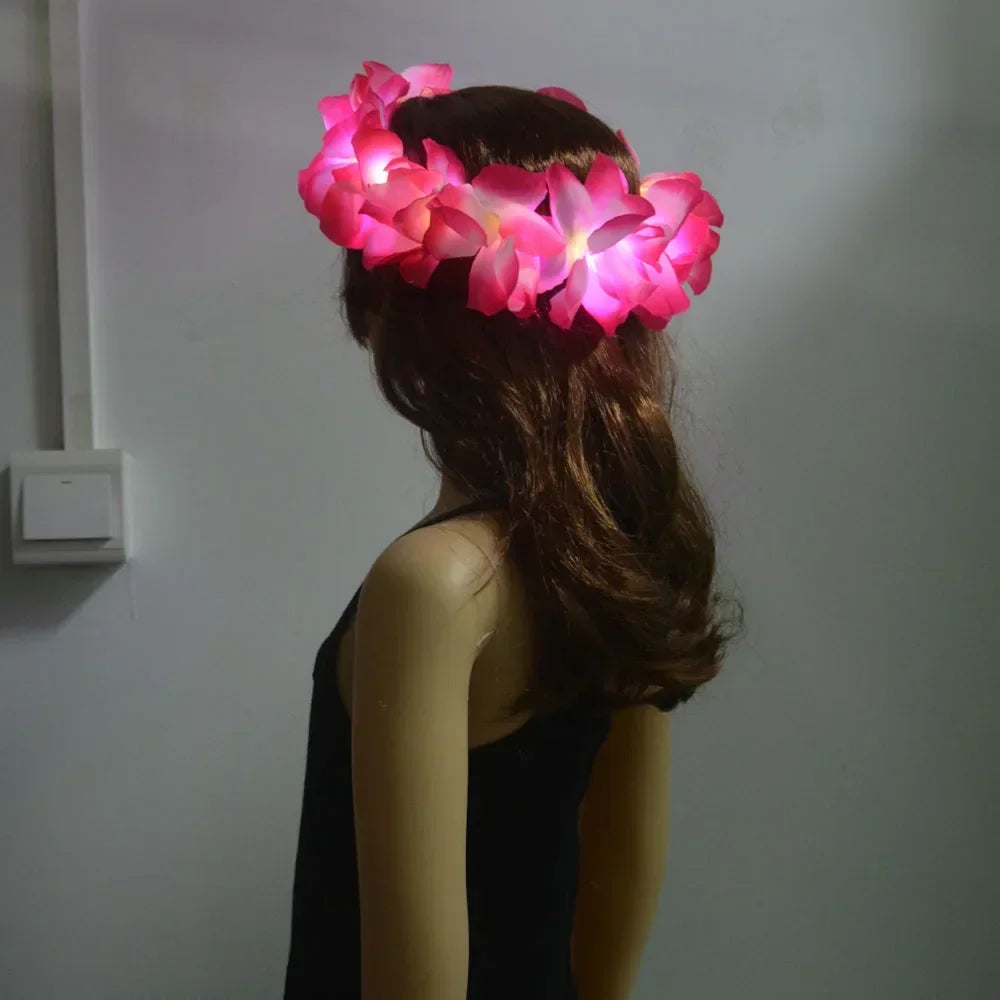 LED Hawaiian Leis Flashing Flower Necklace for Parties
