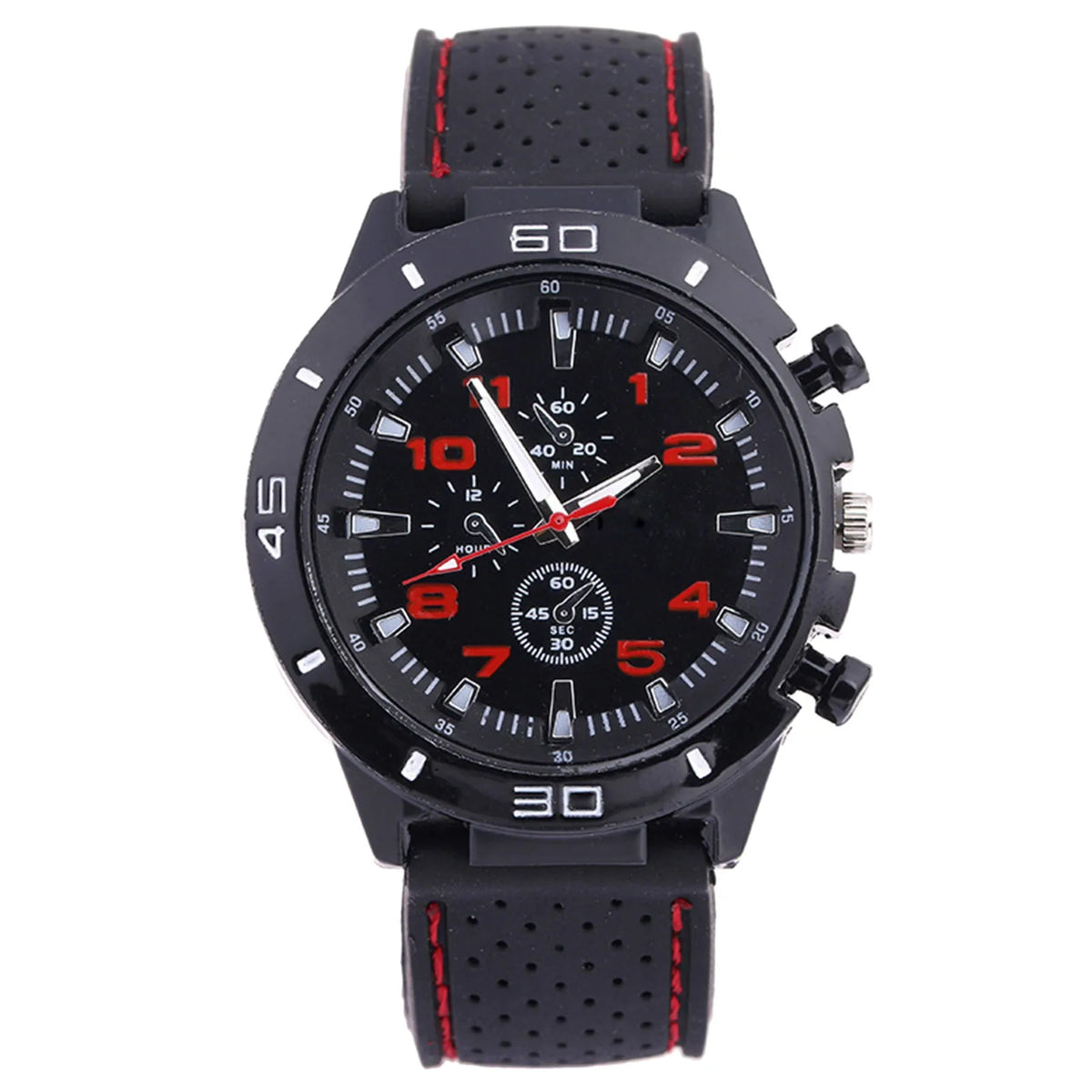 ISHOWTIENDA Men's Quartz Sport Watch – Chronograph Silicone Quartz Sport Watch Babs Red