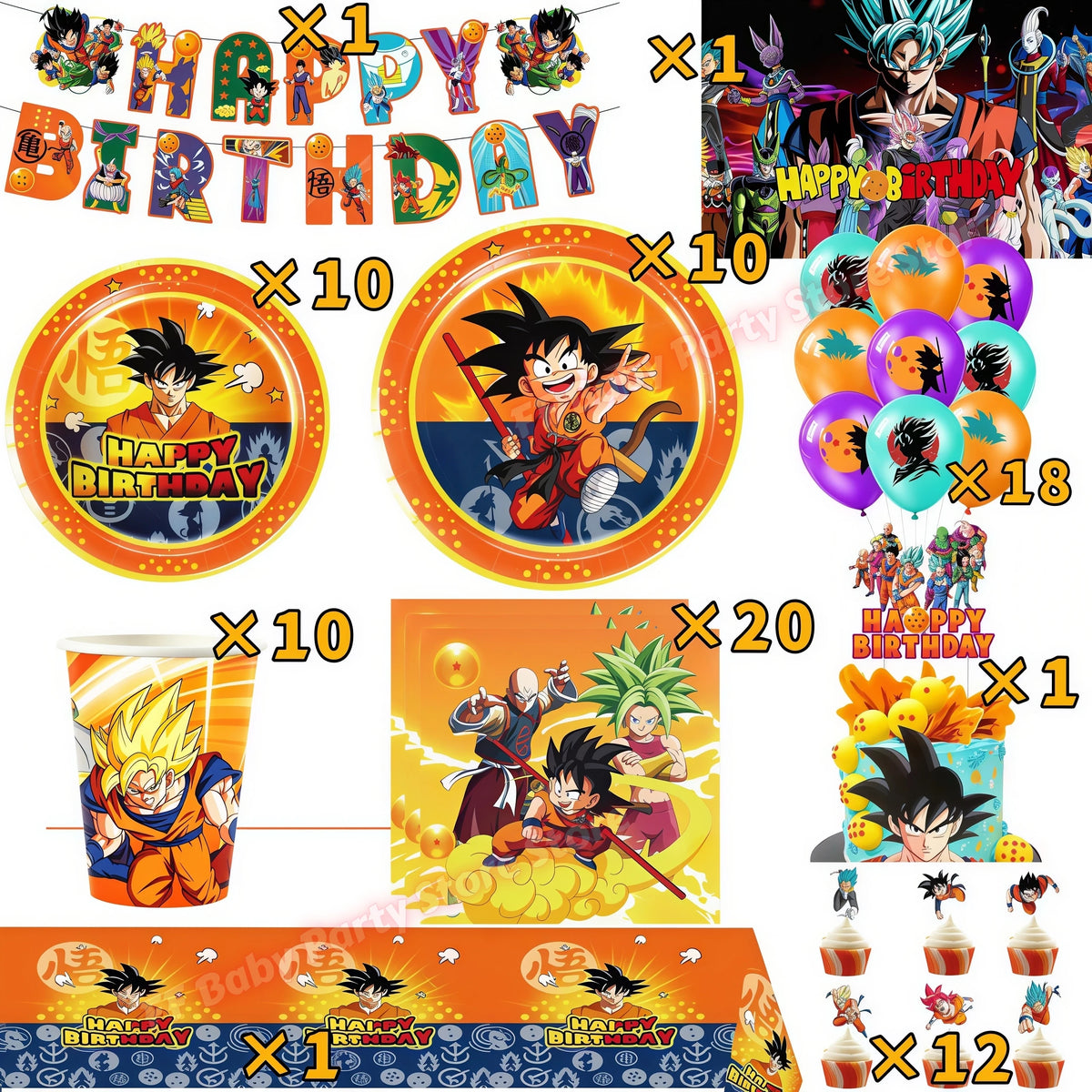 Dragon Ball Z Birthday Party Supplies – Goku Balloons, Cups & Plates
