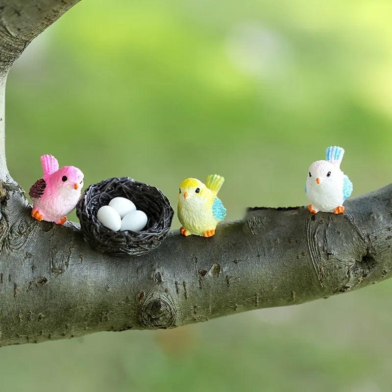 10pcs Cartoon Bird Resin Ornaments for Moss & Succulent Decor Miniature Garden Ornaments Babs