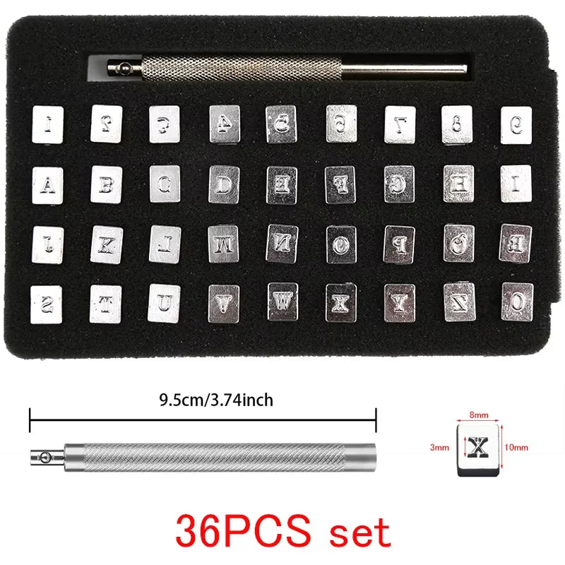 Zinc Alloy Alphabet & Number Stamp Punch Set | Leathercraft Leather Stamp Punch Set Babs 3mm 36pcs