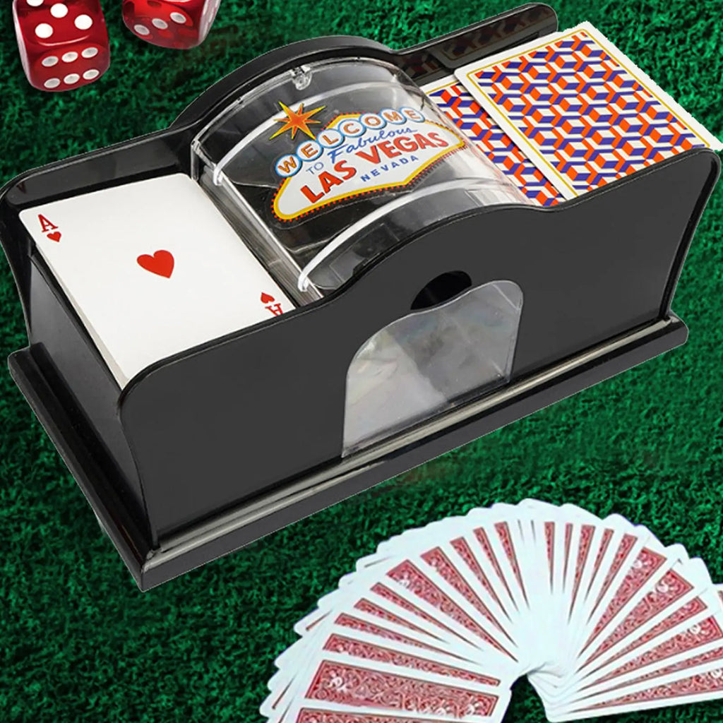 Manual 2-Deck Card Shuffler with Hand Crank – Poker & Blackjack Card Shuffler Babs