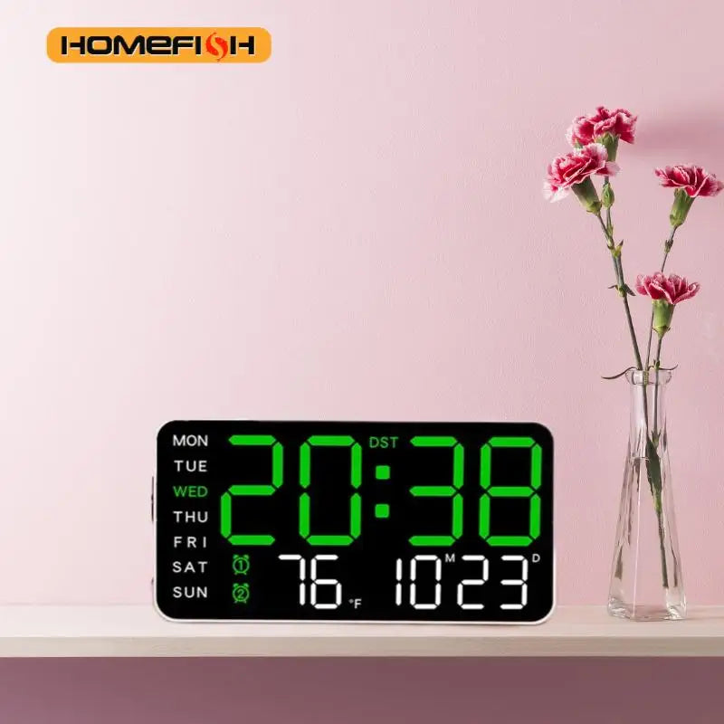 Giant LED Digital Wall Clock – Time, Temp & Date Display LED Wall Clock Babs