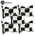Racing Car Birthday Foil Balloon Banner – Black & White 16" Party Foil Balloons Babs Marble as show