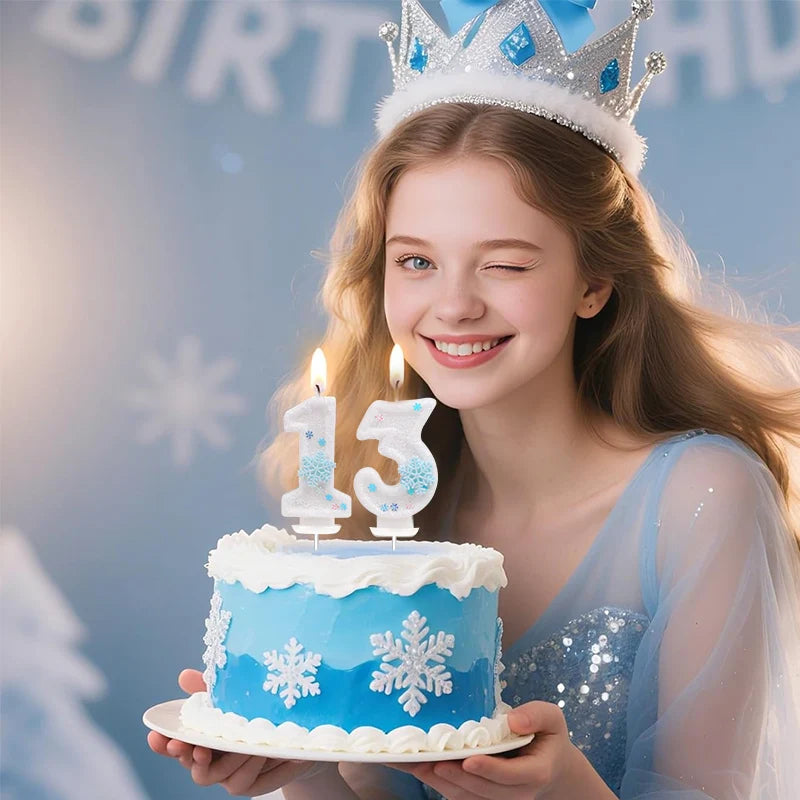 Glitter Snowflake Number Candles 0-9 Birthday Cake Topper Birthday Cake Candles Babs