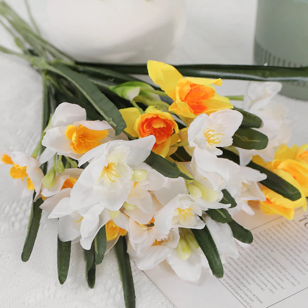 Yellow Artificial Rose Bouquet 2/4 Pcs – Faux Flower Home Décor Artificial Flower Bouquet Babs