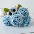 Silk Persian Peony Artificial Flowers for Wedding & Home Decor Artificial Silk Flowers Babs Blue 4 pcs