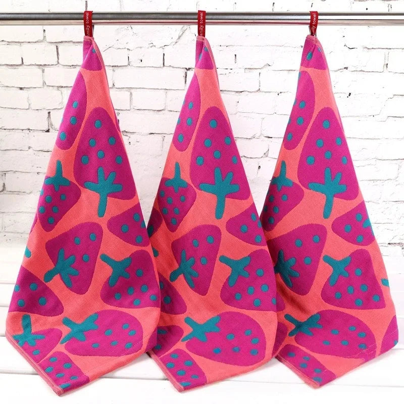 Soft Cotton Square Face & Hand Towels – Absorbent, Jacquard Cotton Hand Towels Babs 3Pcs-Pink